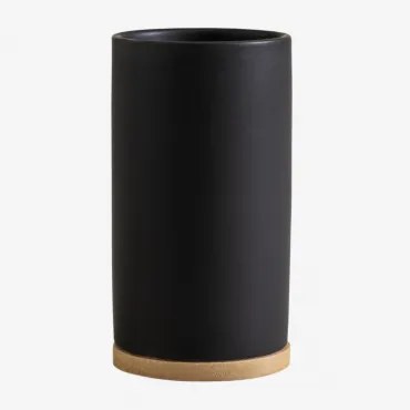 Elvan Keramische En Bamboe Tandenborstelhouder Zwart - Sklum