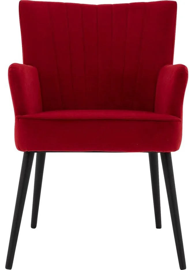 Goossens Eetkamerstoel Rob rood velvet stof met armleuning, urban industrieel