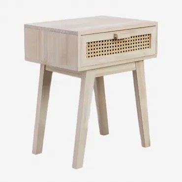 Ralik Design Nachtkastje 45x30 Cm Met Lade Van Hout Natuurlijk Hout - Sklum