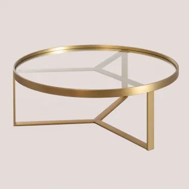 Ronde Salontafel Ø90 Cm Van Glas En Staal Amelia Mat Goud - Sklum