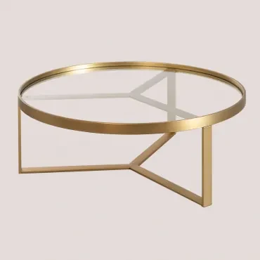Salontafel Van Glas En Staal (ø90 Cm) Amelia Mat Goud - Sklum
