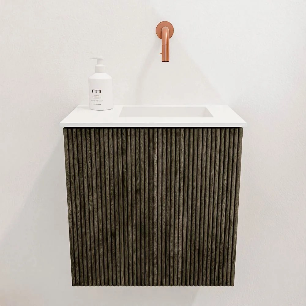 Mondiaz Joya 40cm toiletmeubel shadow met wastafel faye rechts zonder kraangat talc