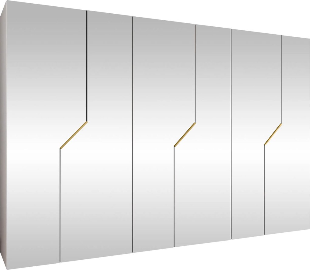 Kledingkast Hartford 602, Gouden, Wit, 202x300x52cm, 203.5 kg, Kledingkast deuren: Met scharnieren