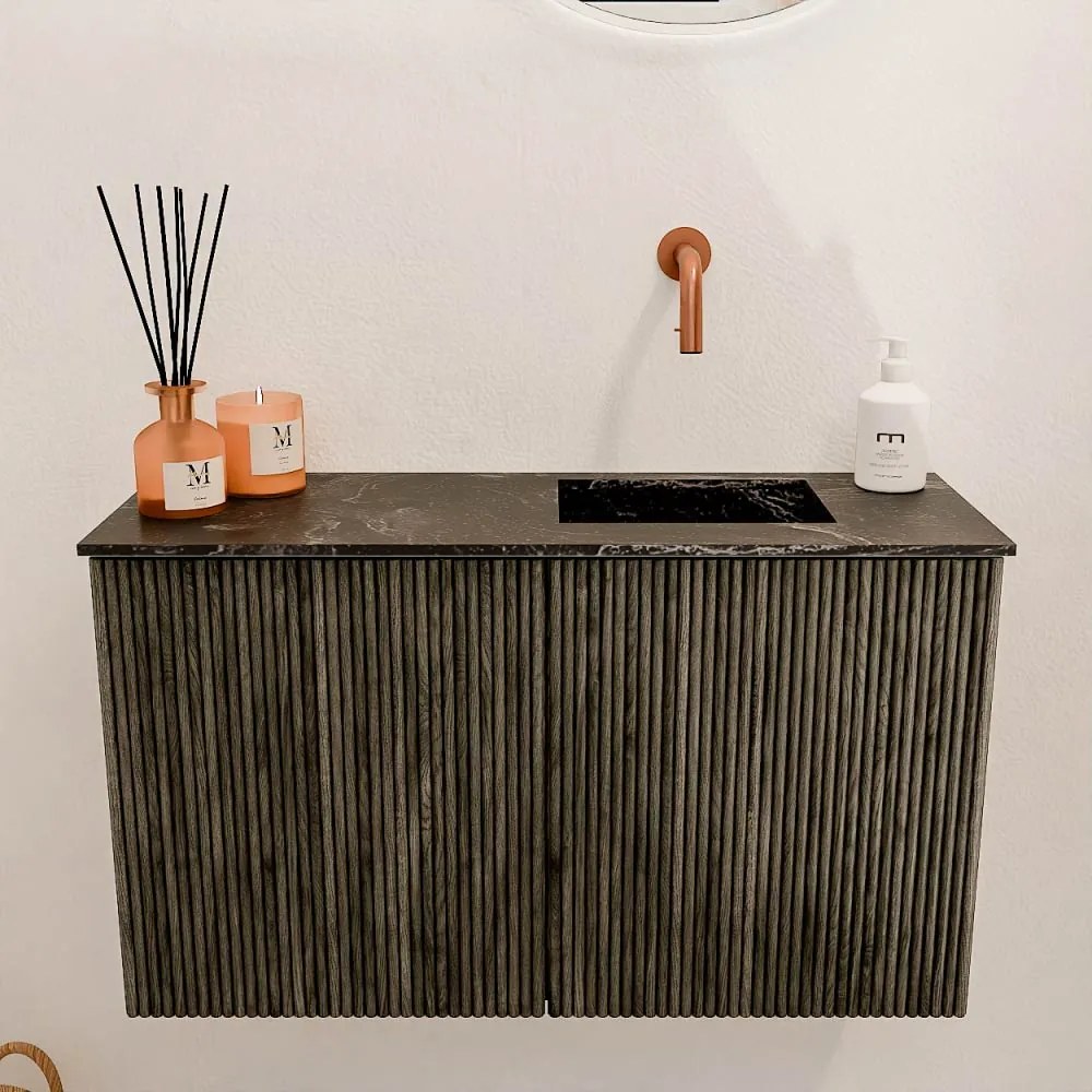 Mondiaz Joya DLux 70cm toiletmeubel shadow met wastafel faye rechts zonder kraangat lava