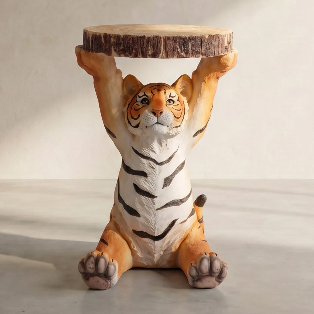 Bijzettafeltje Tijger - 37 X 35cm.