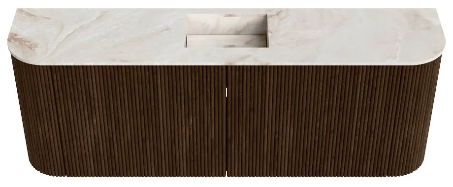 Mondiaz Joya DLux 115cm toiletmeubel ronding links/rechts walnut met wastafel faye midden zonder kraangat frappe