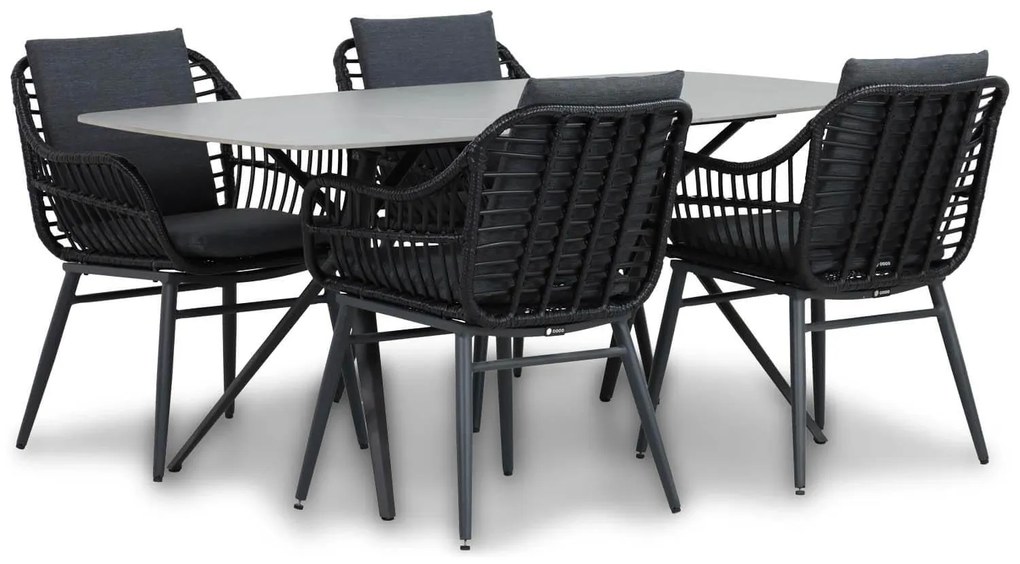 Tuinset 4 personen 180 cm Wicker Grijs Coco Coco Leonardo