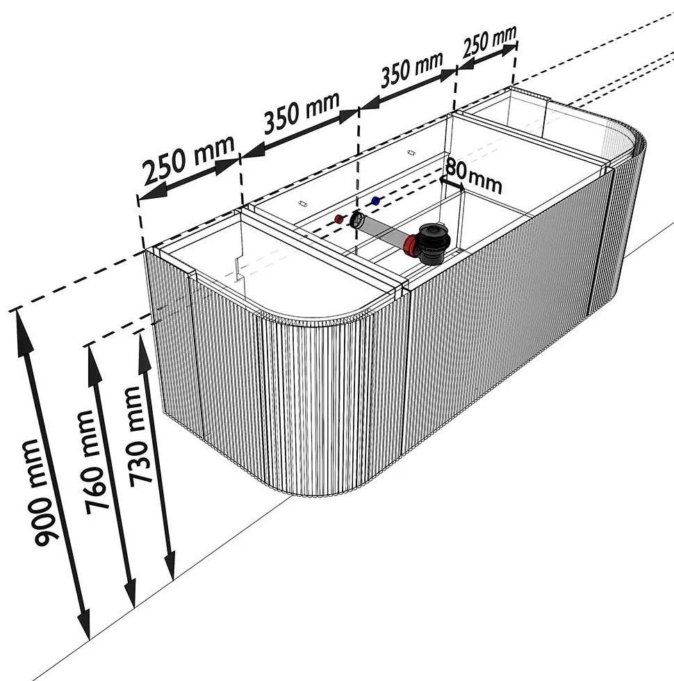 Mondiaz Kurve 120cm badmeubel ronding links/rechts walnut met 1 lade en 2 deuren en wastafel big small midden 1 kraangat urban