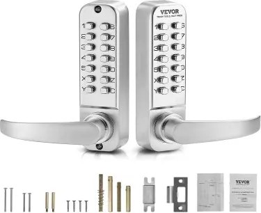 VEVOR Mechanisch sleutelloos deurslot met dubbelzijdig toetsenbord (14 sleutels), sleutelloos deurslot van roestvrij staal, ingebouwd codeslot voor thuis, kantoor, buitenomheining, garage
