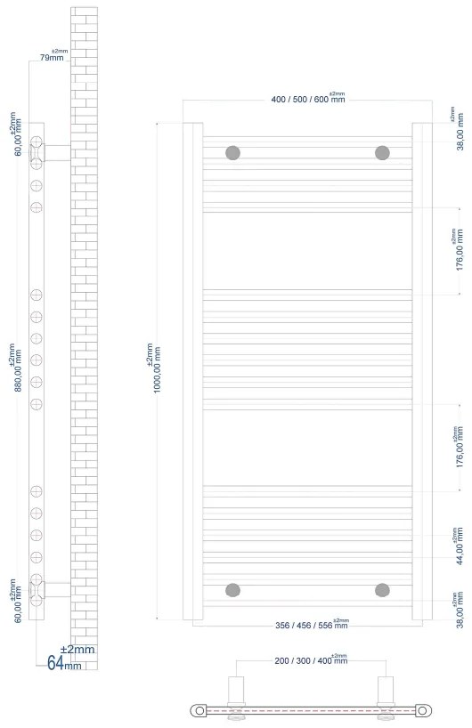 Eastbrook Wingrave handdoekradiator 40x100cm grijs mat 419W