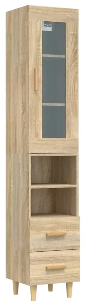 vidaXL Hoge kast 34,5x34x180 cm bewerkt hout sonoma eikenkleurig