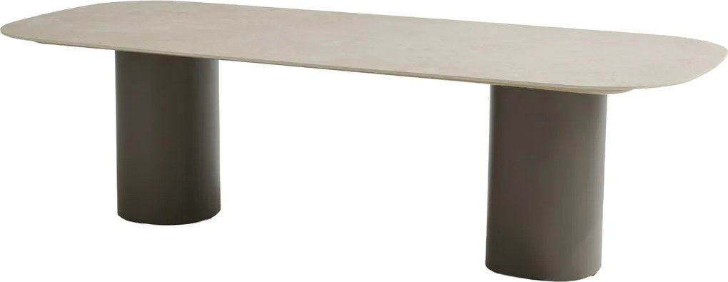 Taste by 4 Seasons Bosco low dining tuintafel met keramisch blad Sabia Panna 240 x 105 cm Tuintafel bruin weerbestendig