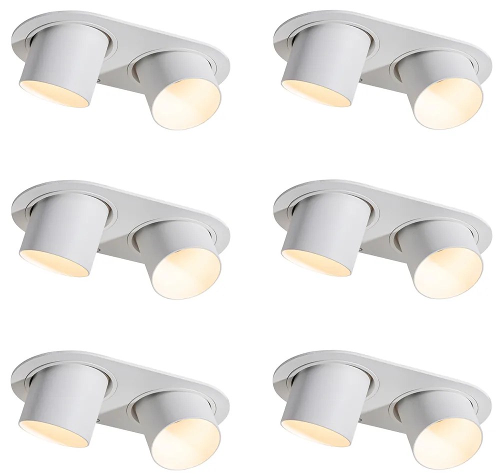Set van 6 inbouwspots wit GU10 50mm 2-lichts - Installa Binnenverlichting Lamp