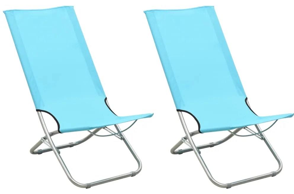 vidaXL Strandstoelen 2 st inklapbaar stof turquoise