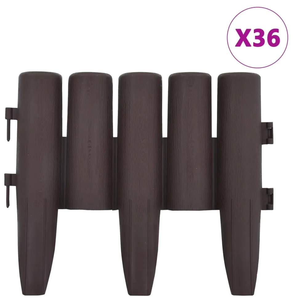 vidaXL Gazonranden 36 st 10 m PP bruin
