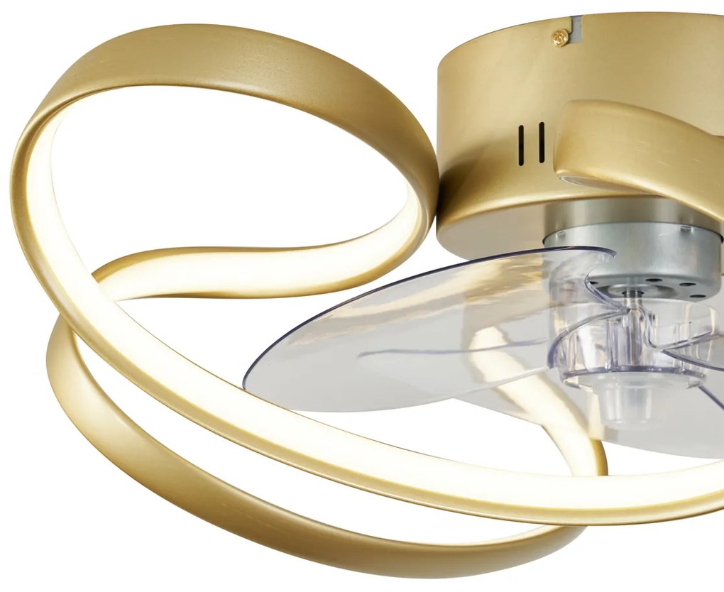 Plafondventilator met lamp messing 55cm incl. LED dimbaar met afstandsbediening - Mandy Design rond Binnenverlichting Lamp