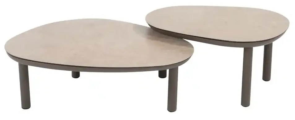 Taste by 4 Seasons Monroe set van 2 loungetafels terre 65 x 50 en 80 x 60 cm Loungetafel bruin weerbestendig