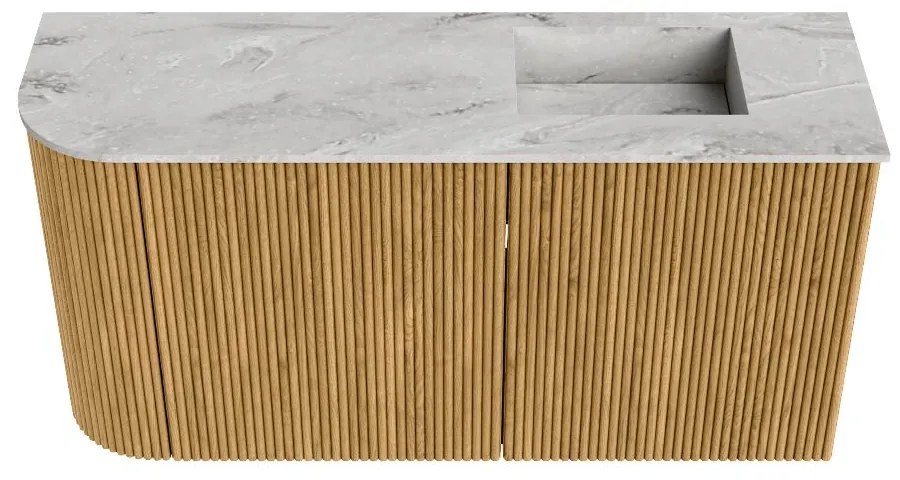 Mondiaz Joya DLux 80cm toiletmeubel ronding links oak met wastafel faye rechts zonder kraangat glace
