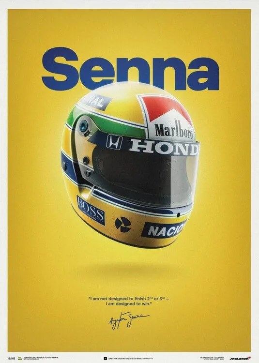 Kunstdruk McLaren MP4/4 - Ayrton Senna - Helmet - San Marino GP - 1988 - Poster, Automobilist