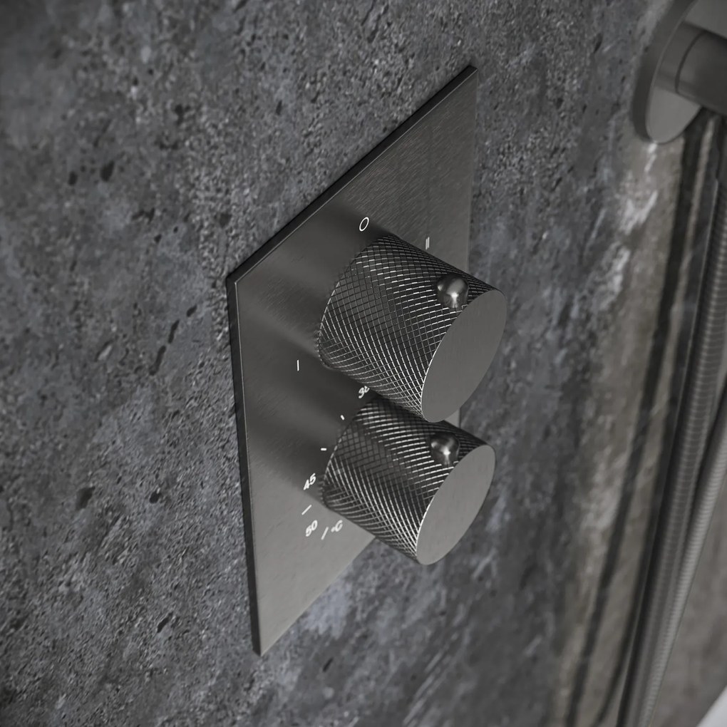 Saniclear Iron Curved Pro inbouw badkraan met vrijstaande uitloop verouderd ijzer - gunmetal