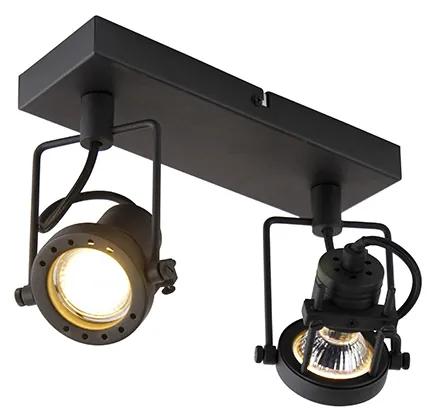 Industriële Spot / Opbouwspot / Plafondspot zwart 2-lichts - Suplux Industriele / Industrie / Industrial GU10 Binnenverlichting Lamp