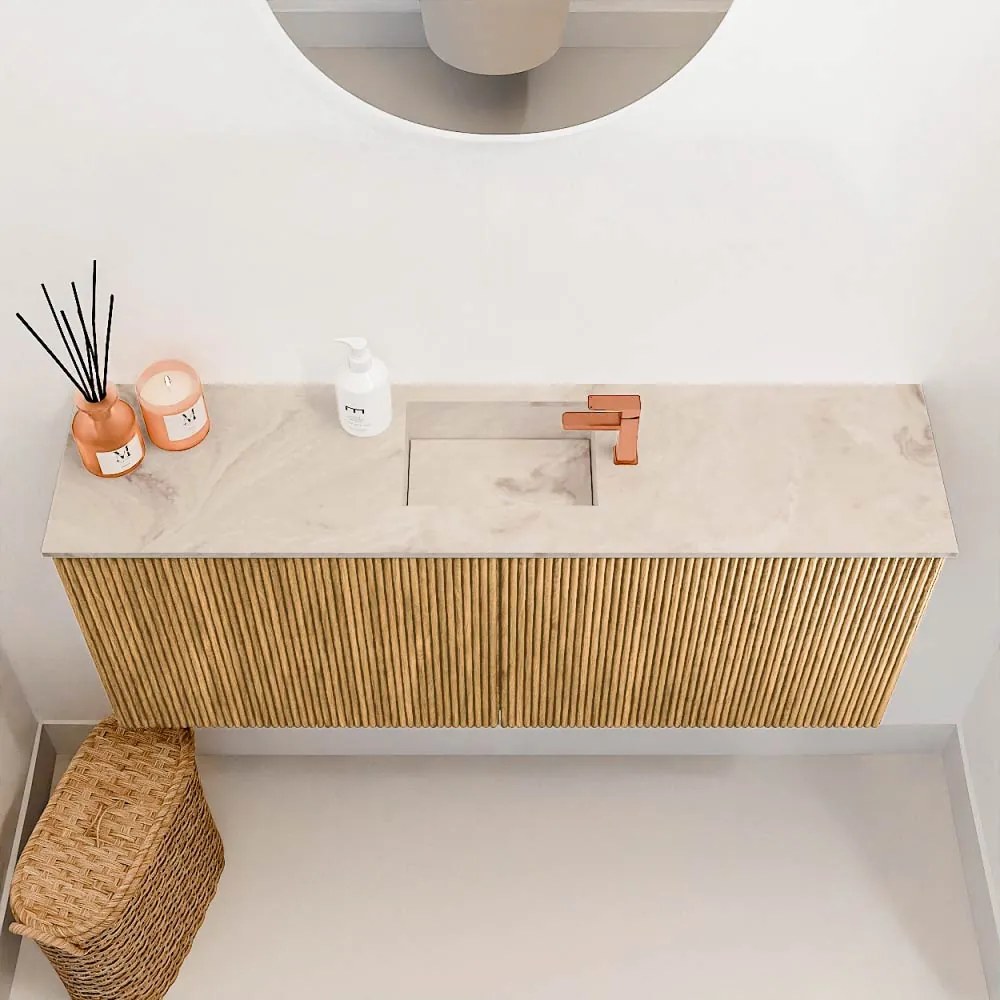 Mondiaz Joya DLux 100cm toiletmeubel oak met wastafel faye midden 1 kraangat frappe
