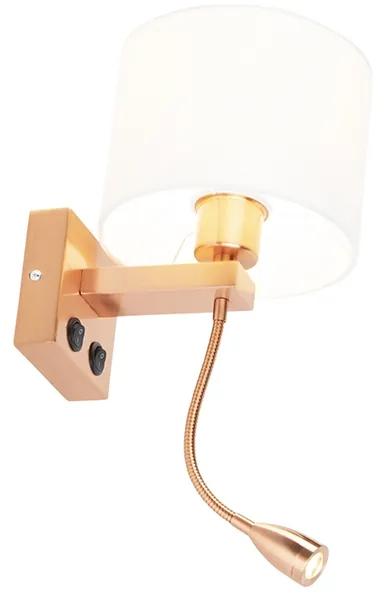 LED Art Deco wandlamp koper met witte kap - Brescia Modern E27 rond Binnenverlichting Lamp