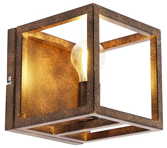 Industriële wandlamp roestbruin - Cage