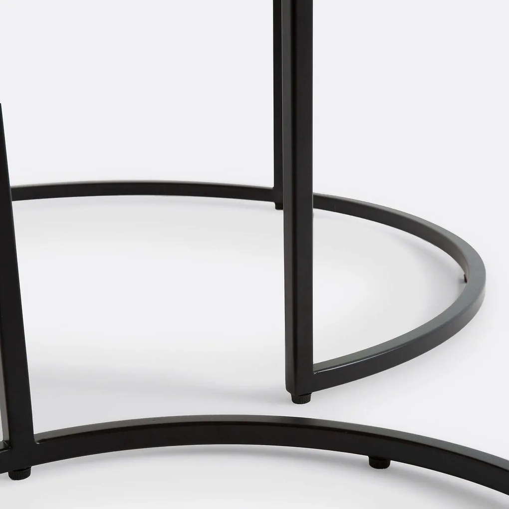 Set van 2 eiken nesting salontafels, Hiba