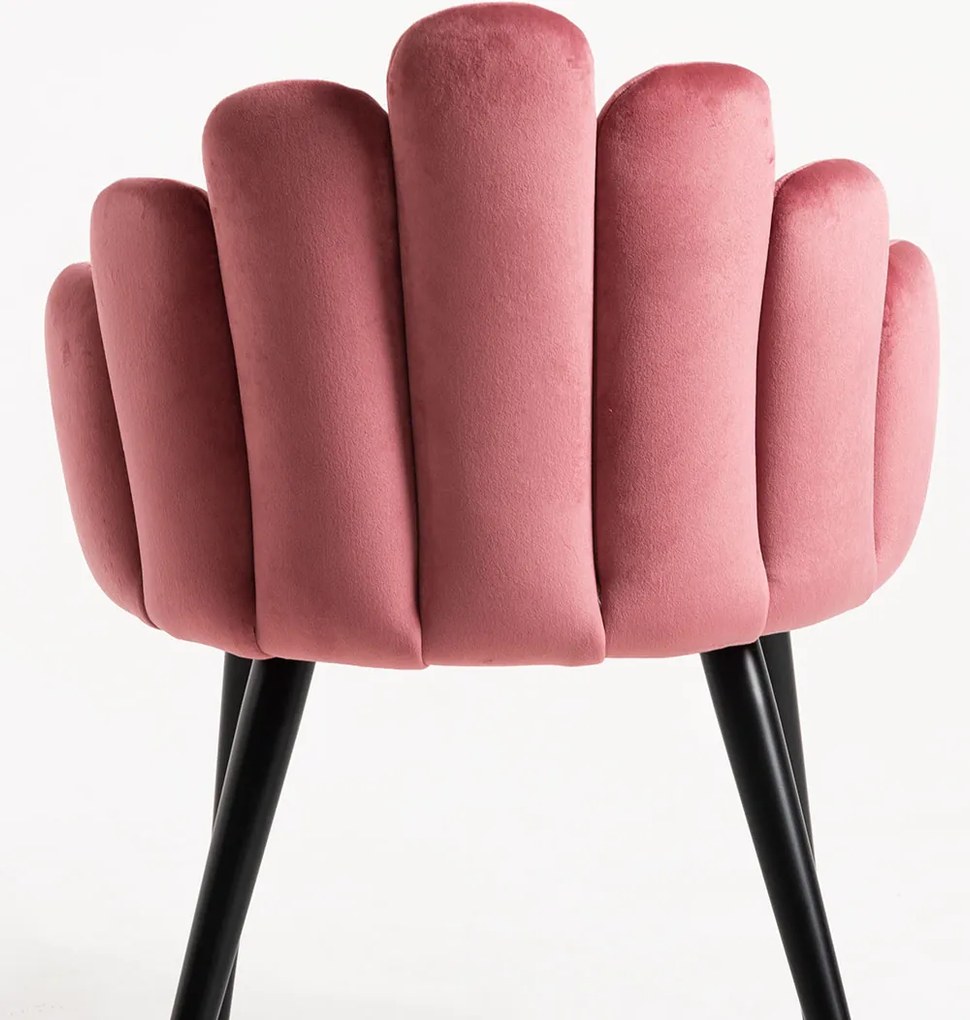 Set 4 Hand Fluwelen Stoelen Zwarte Poten