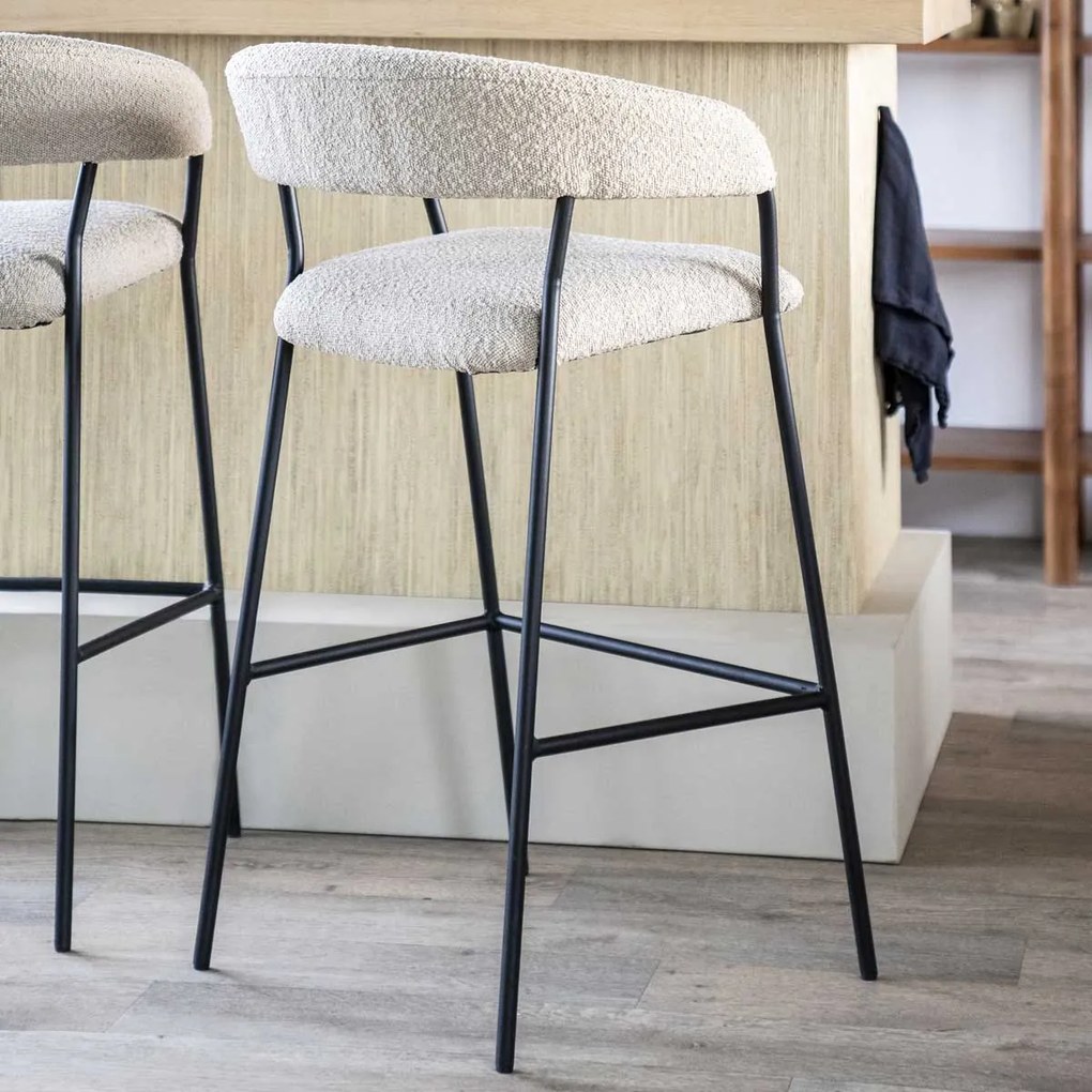 Barkruk Beige Boucle Stof