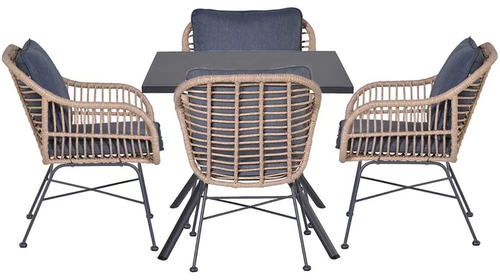 Garden Impressions Lucas tuinset 5-delig bruin - Rimini tuintafel 80x80 cm