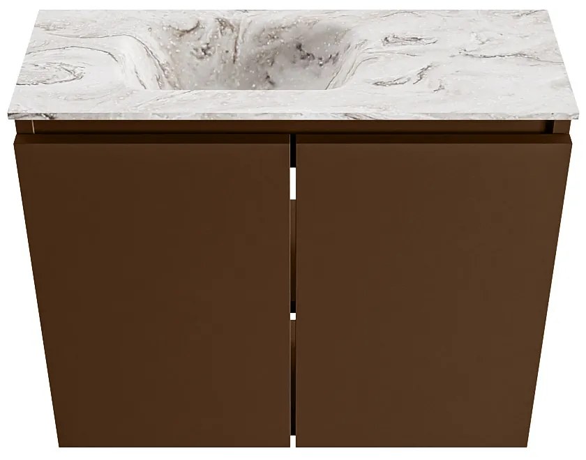 Mondiaz Ture DLux toiletmeubel 60cm rust met wastafel glace links met kraangat