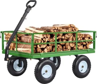 VEVOR-wagen 110x75x67 cm, transportwagen, tuinwagen, gereedschapswagen, 2-in-1 handwagen, met all-terrain banden, afneembare zijpanelen van gaas en 180° draaibare handgreep, groen/zwart