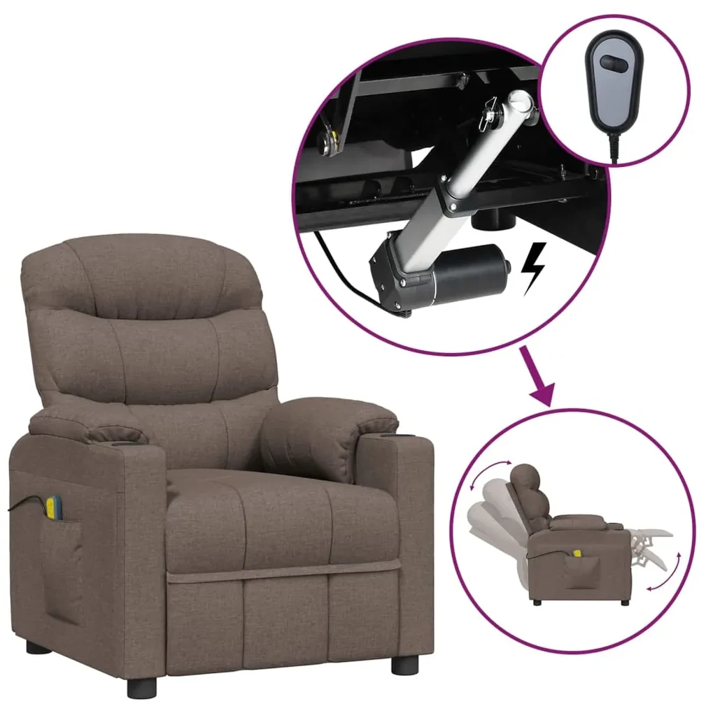 vidaXL Massagestoel elektrisch stof taupe