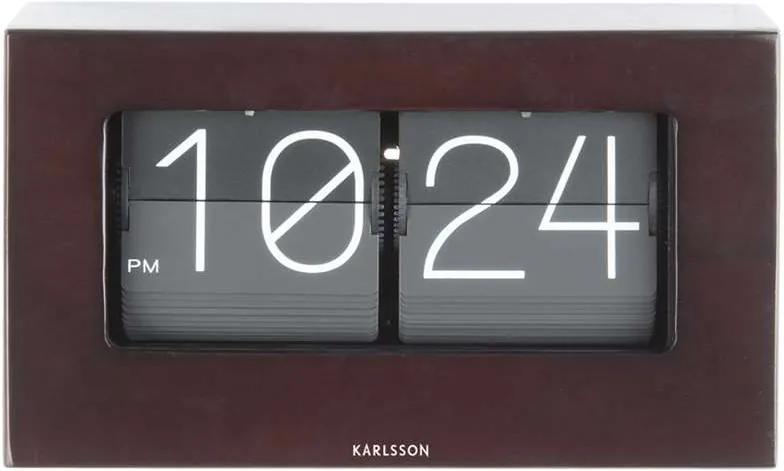 Karlsson wand-/tafelklok Boxed Flip - donkerbruin - 21x8,5x11 cm - Leen Bakker