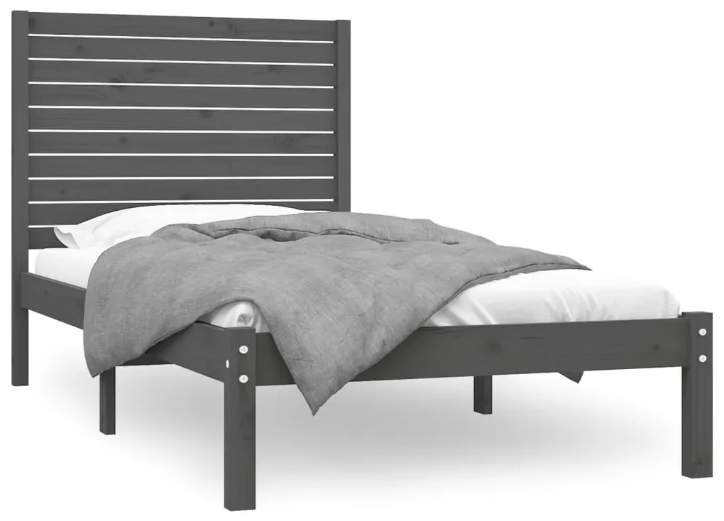 vidaXL Bedframe massief hout grijs 100x200 cm