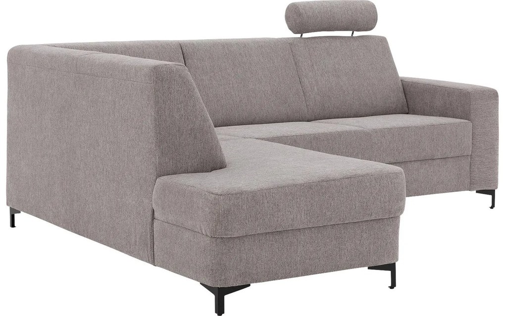 Goossens Basic Hoekbank Helsinki Incl. Hoofdsteun bruin, stof, 2-zits, modern design met ligelement links