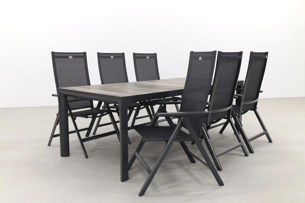 Hartman Napoli/Kings verstelbare tuinset antraciet - 220x100 cm. - Keramiek tafelblad