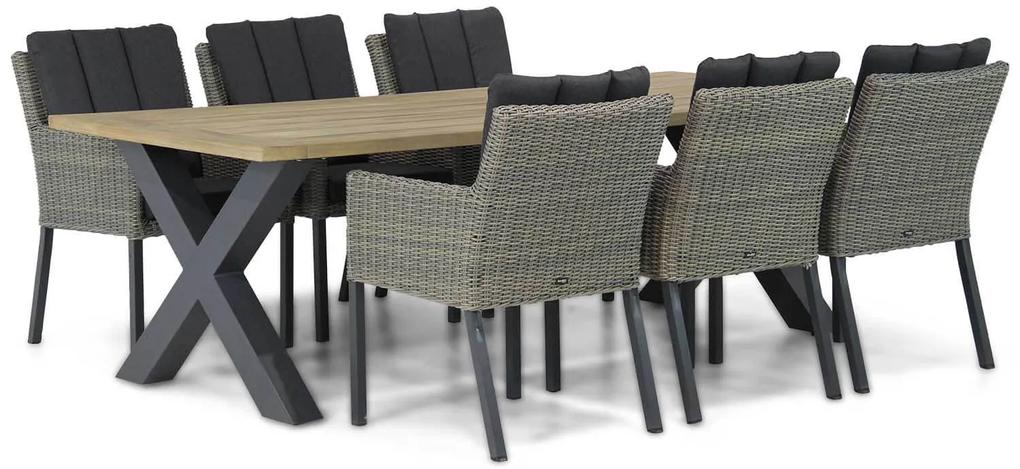 Tuinset 6 personen 240 cm Wicker/Teak Taupe Garden Collections Oxbow/Cardiff