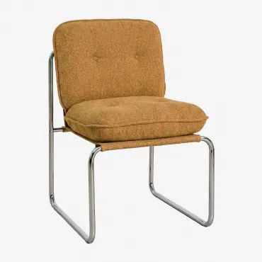 Set Van 4 Gestoffeerde Eetkamerstoelen Matilda Bouclé Honing Geel - Sklum