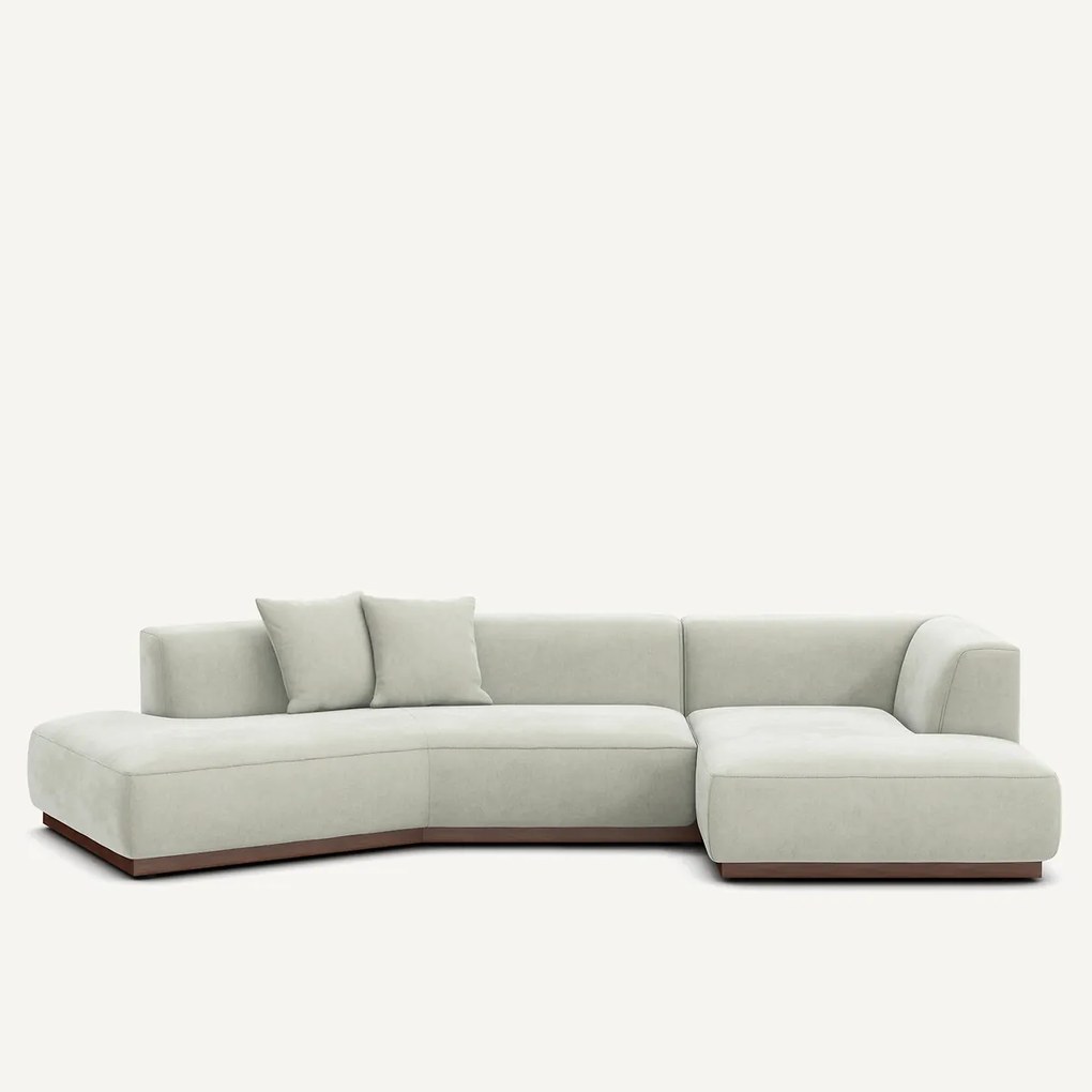 Rechte open hoekbank in stonewashed fluweel, JACOPO