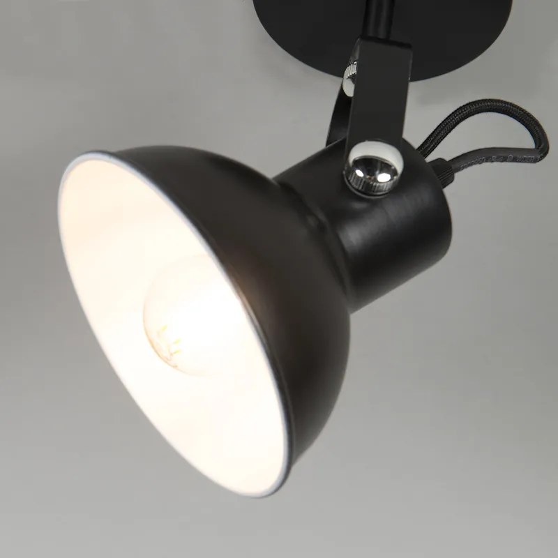 Industriële wand- en plafondlamp zwart kantelbaar - Guida