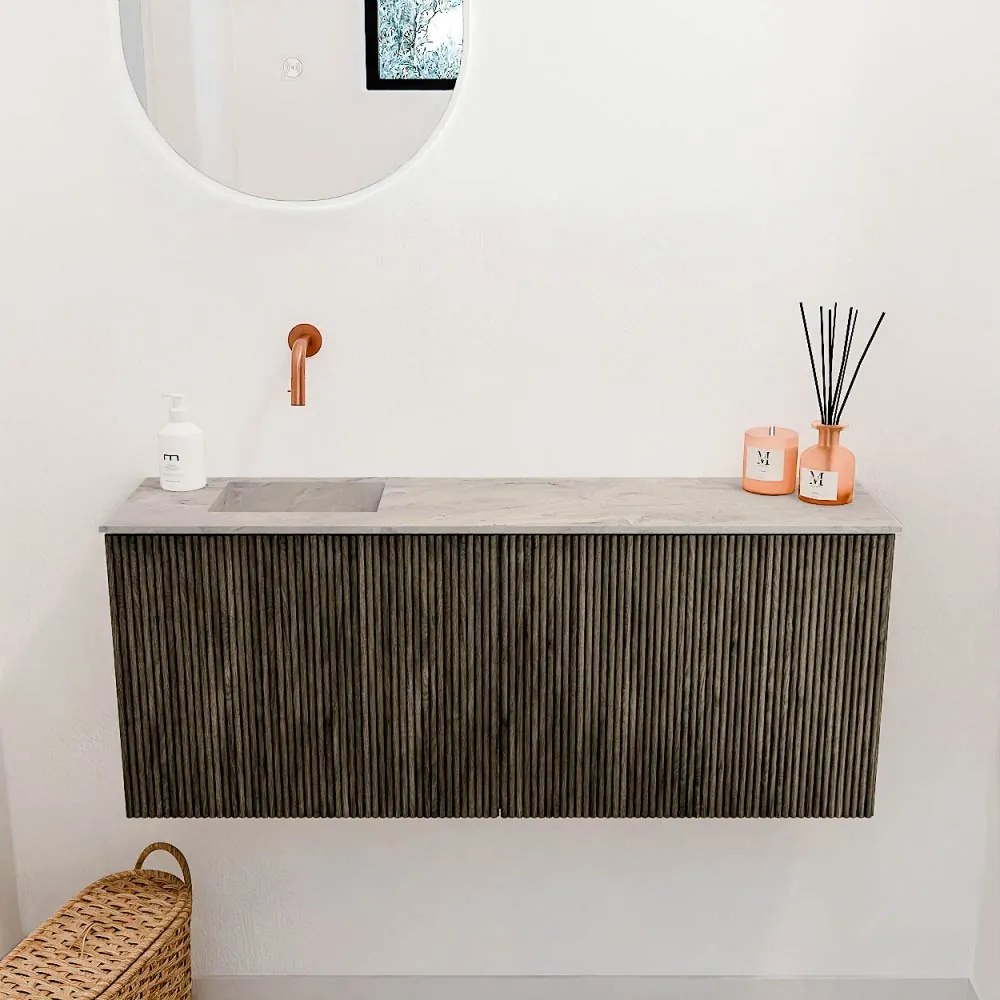Mondiaz Joya DLux 100cm toiletmeubel shadow met wastafel faye links zonder kraangat glace