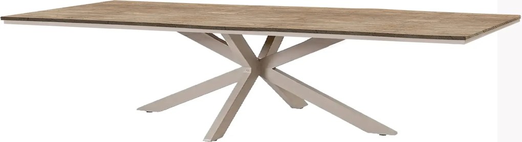 Taste by 4 Seasons Eva tuinset latte met Minerva tafel met Robusto teakhouten blad 280 cm SALE Tuinset beige weerbestendig