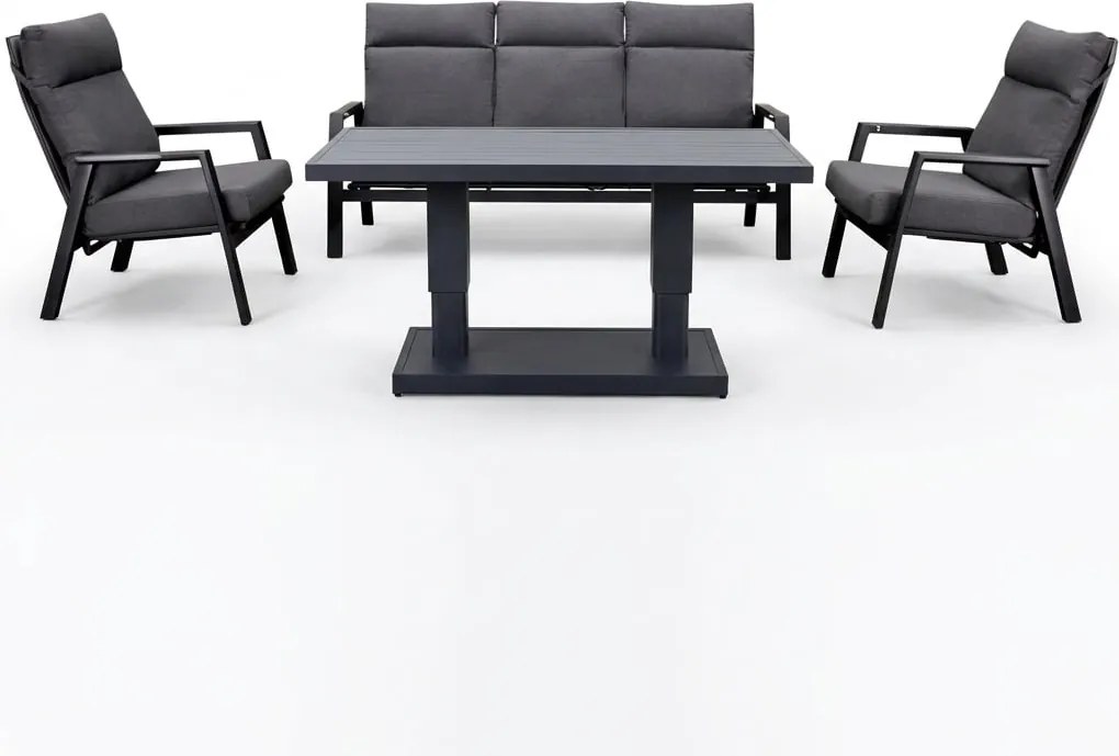 Showroommodel Vegas stoel bank loungeset 4 delig verstelbaar antraciet aluminium