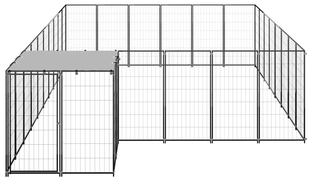 vidaXL Hondenkennel 15,73 m² staal zwart