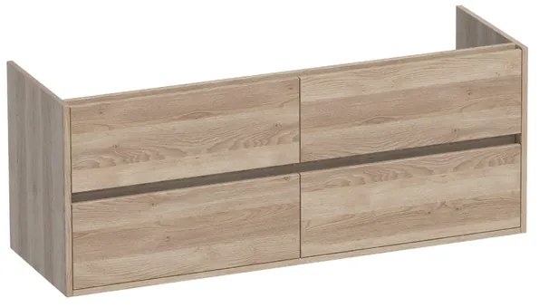 BRAUER Nexxt Wastafelonderkast - 140x46x55cm - 4 greeploze softclose lades - 2 sifonuitsparingen - MFC - legno calore 1342