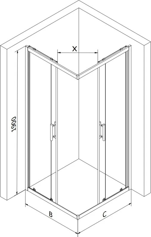 Mexen Rio vierkante douchecabine 70 x 70 cm, transparant, chroom + douchebak, wit - 860-070-070-01-00-4510