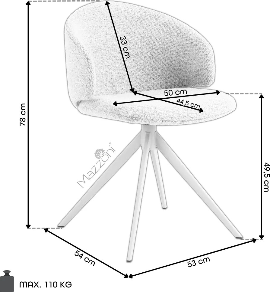 NELA NELA Beige (stof Basel 24)/zwarte poten - MODERNE GESTOFFEERDE DRAAISTOEL VOOR WOONKAMER/EETKAMER/KANTOOR LOFT